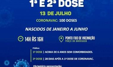 Prefeitura de Caetité realiza Mutirão de vacinação para a 1ª e 2ª dose nesta quarta (13)