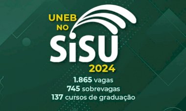 UNEB oferta 1.865 vagas e 745 sobrevagas pelo SiSU 2024; inscrições de 22 a 25/01