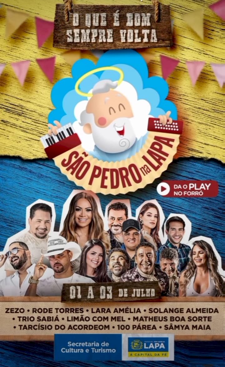 Prefeitura divulga atrações do São Pedro de Bom Jesus da Lapa 2022