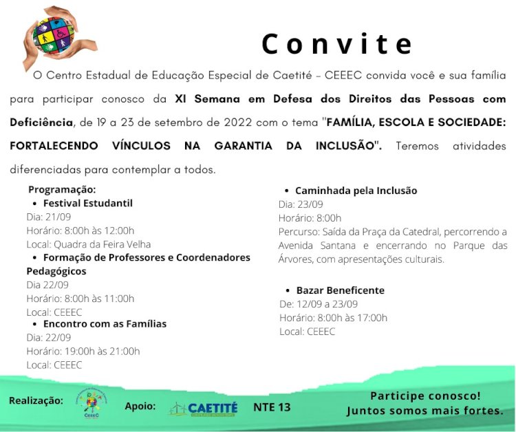 Caetité: CEEEC promove XI Semana em Defesa dos Direitos das Pessoas com Deficiência