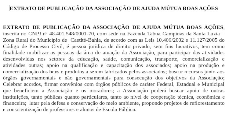 Extrato de Publicação da Associação de Ajuda Mútua Boas Ações